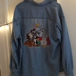 1996 VINTAGE WARNER BROS EMBROIDERED DENIM JACKET